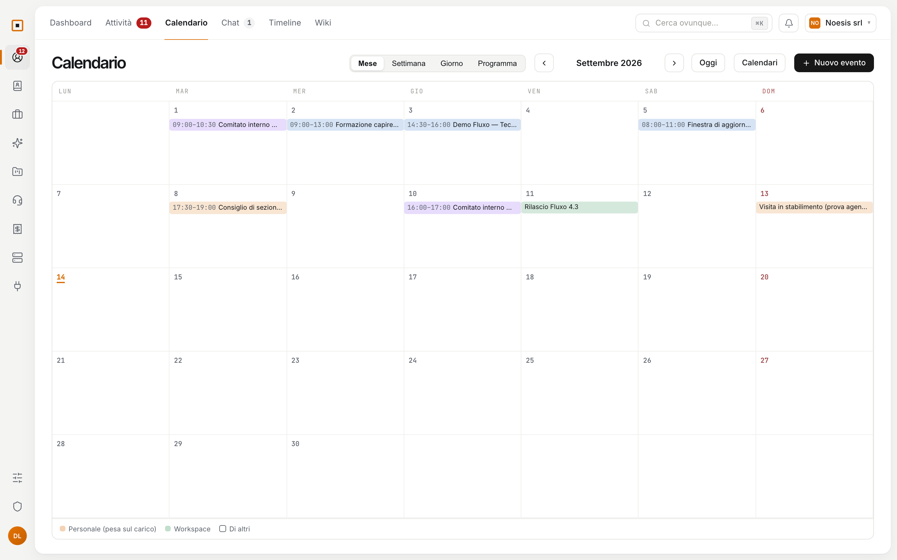 Il mese con gli impegni, i calendari condivisi e le chiusure